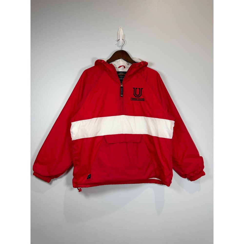 Charles River Apparel Red Cheerleader Anorak Windbreaker Jacket Medium .25 Zip